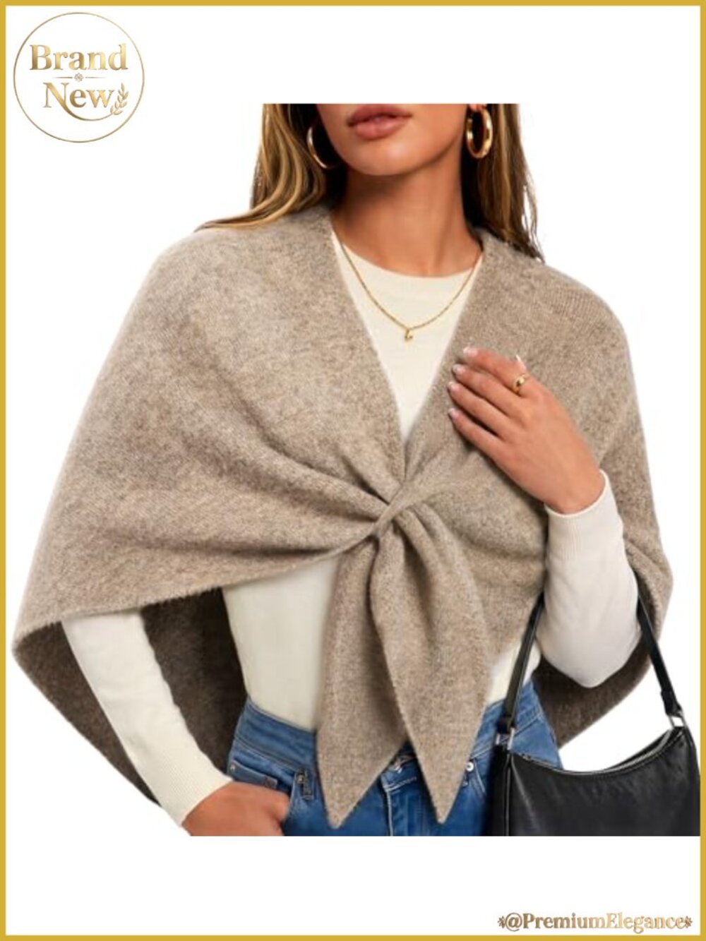 Wool Pashmina Shawl Wrap Open Front Poncho Cardigan One Size